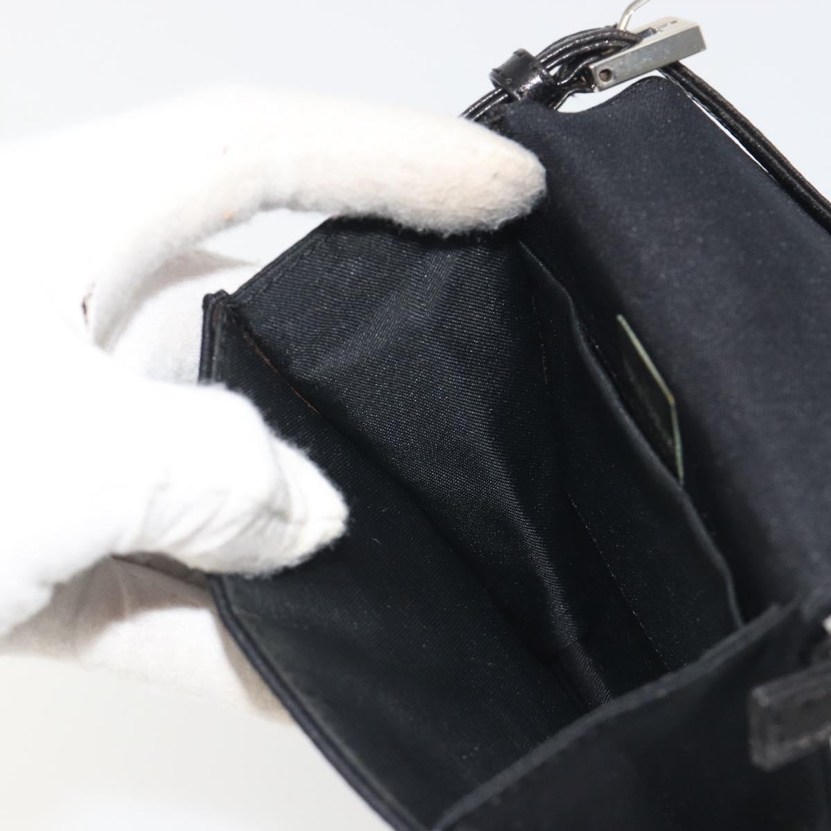 FENDI Shoulder Pouch Mamma Baguette Cotton Jersey Black Silver Auth 195300A