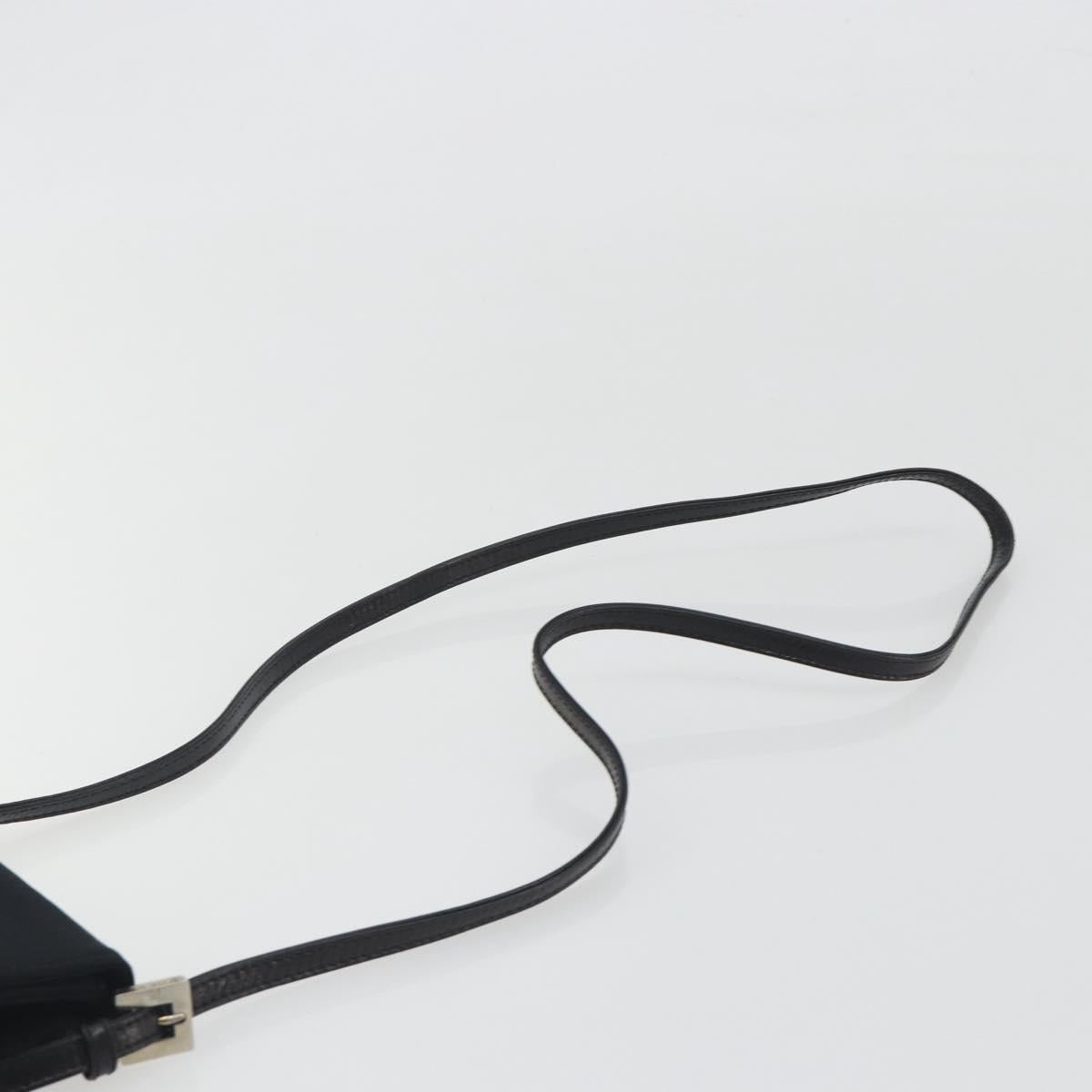 FENDI Shoulder Pouch Mamma Baguette Cotton Jersey Black Silver Auth 195300A