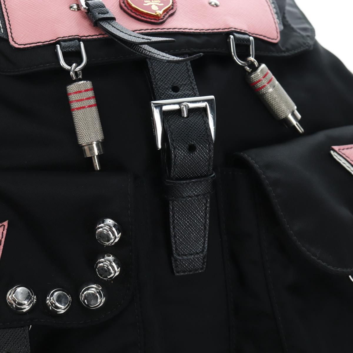 PRADA robot Backpack Nylon Black Silver Auth 195301V