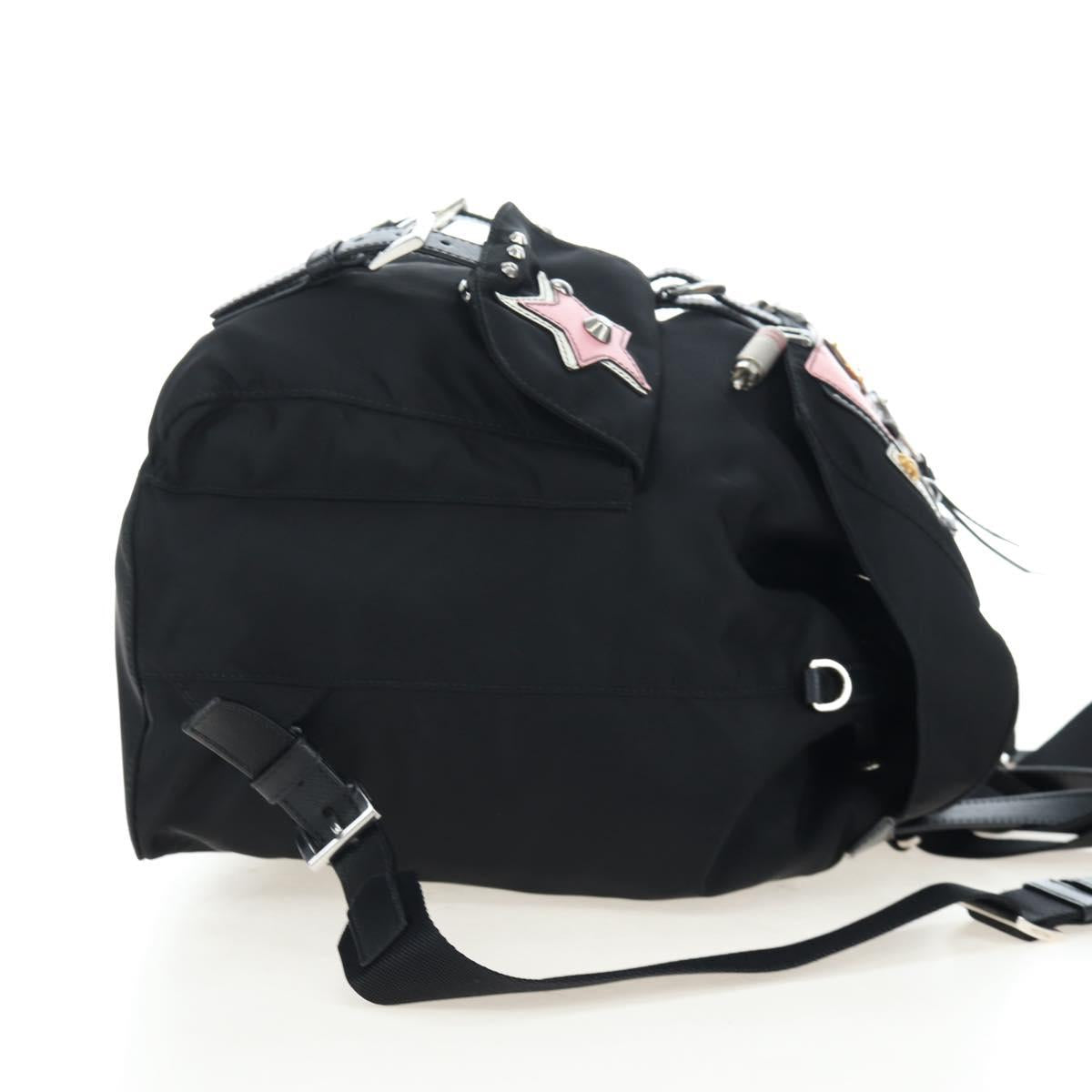 PRADA robot Backpack Nylon Black Silver Auth 195301V