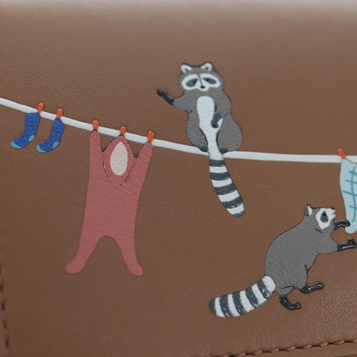 LOEWE Raccoon Trifold Wallet Leather Suna Fujita Brown Silver Auth 195312M