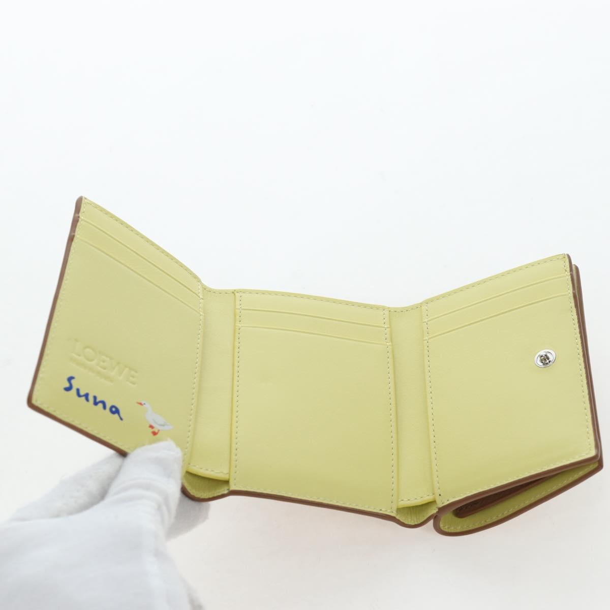 LOEWE Raccoon Trifold Wallet Leather Suna Fujita Brown Silver Auth 195312M