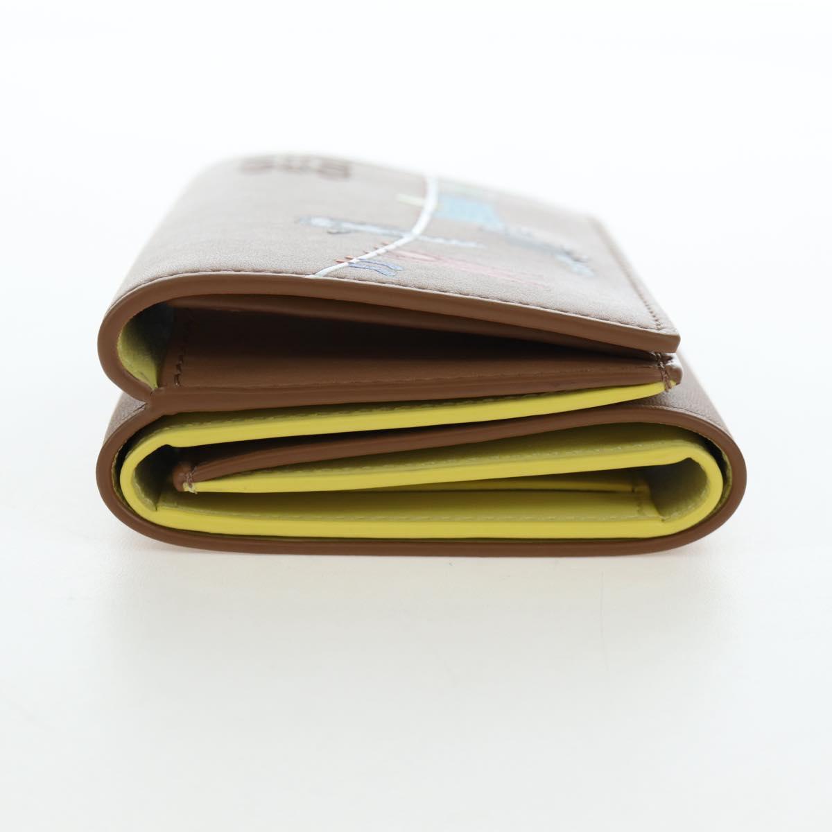 LOEWE Raccoon Trifold Wallet Leather Suna Fujita Brown Silver Auth 195312M
