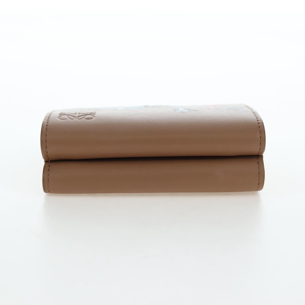 LOEWE Raccoon Trifold Wallet Leather Suna Fujita Brown Silver Auth 195312M