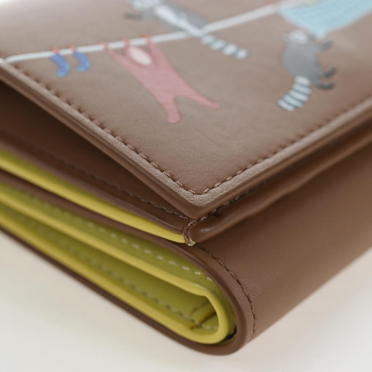 LOEWE Raccoon Trifold Wallet Leather Suna Fujita Brown Silver Auth 195312M