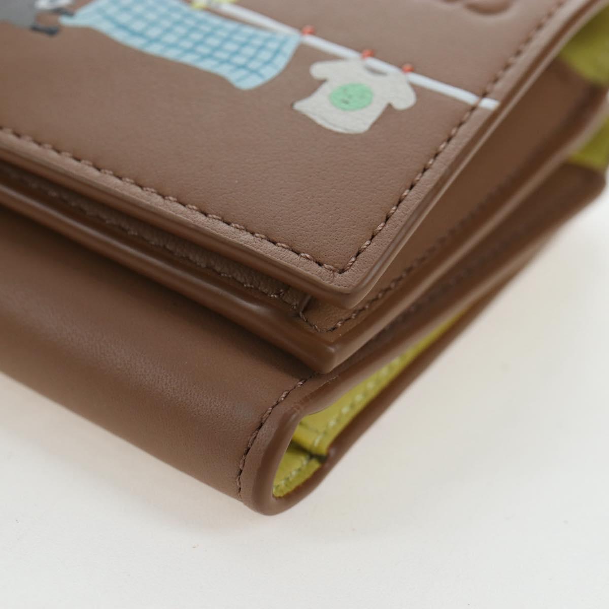 LOEWE Raccoon Trifold Wallet Leather Suna Fujita Brown Silver Auth 195312M