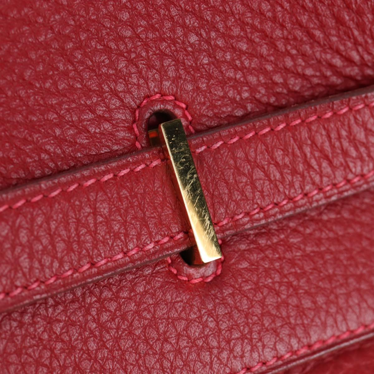 HERMES Birkin 40 Hand Bag Taurillon Clemence Red Gold Auth 195314SM