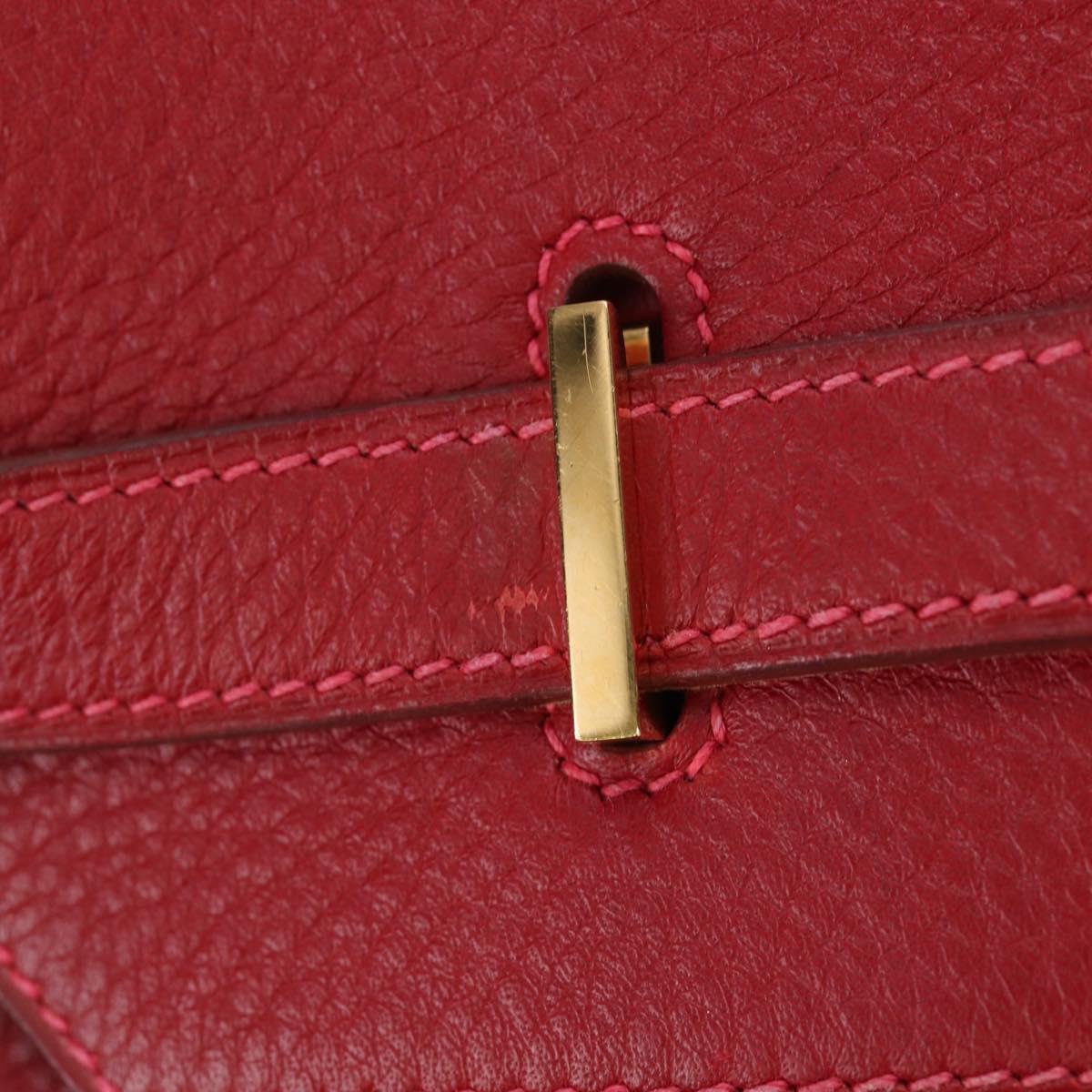 HERMES Birkin 40 Hand Bag Taurillon Clemence Red Gold Auth 195314SM