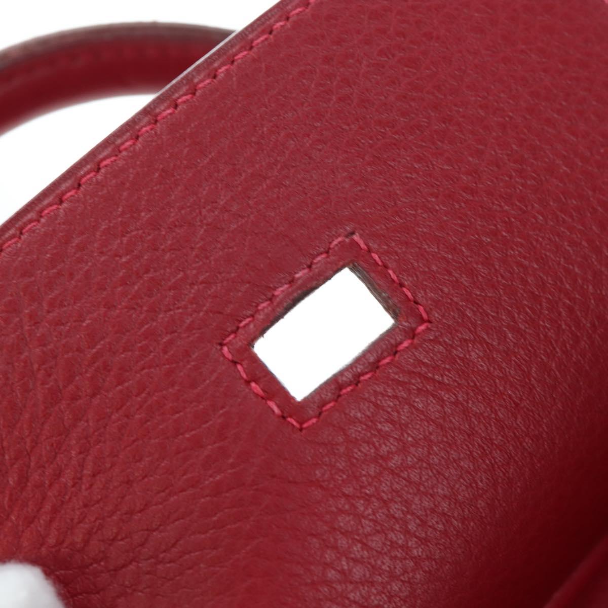 HERMES Birkin 40 Hand Bag Taurillon Clemence Red Gold Auth 195314SM