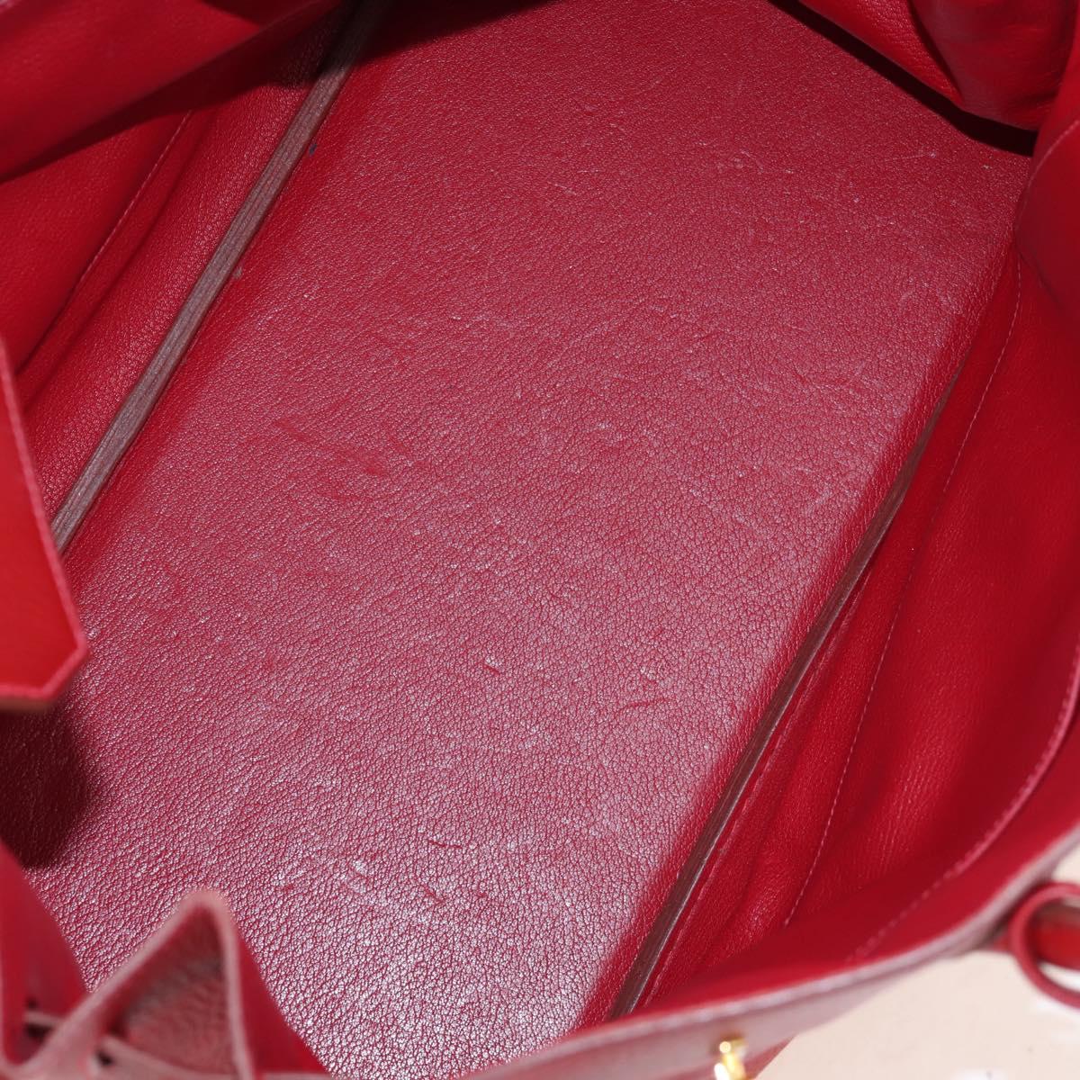 HERMES Birkin 40 Hand Bag Taurillon Clemence Red Gold Auth 195314SM