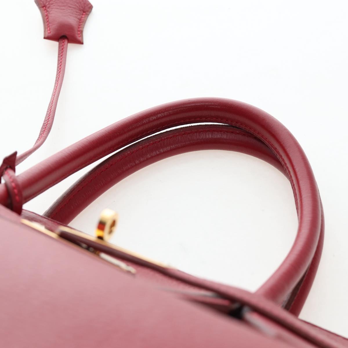 HERMES Birkin 40 Hand Bag Taurillon Clemence Red Gold Auth 195314SM
