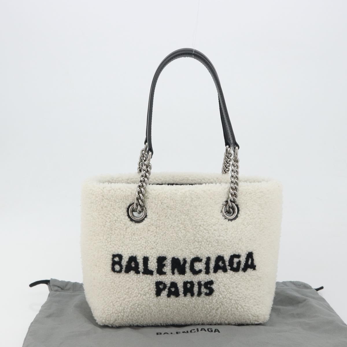 BALENCIAGA Duty Free Tote Bag Bore White Silver 759941 Auth 195322M