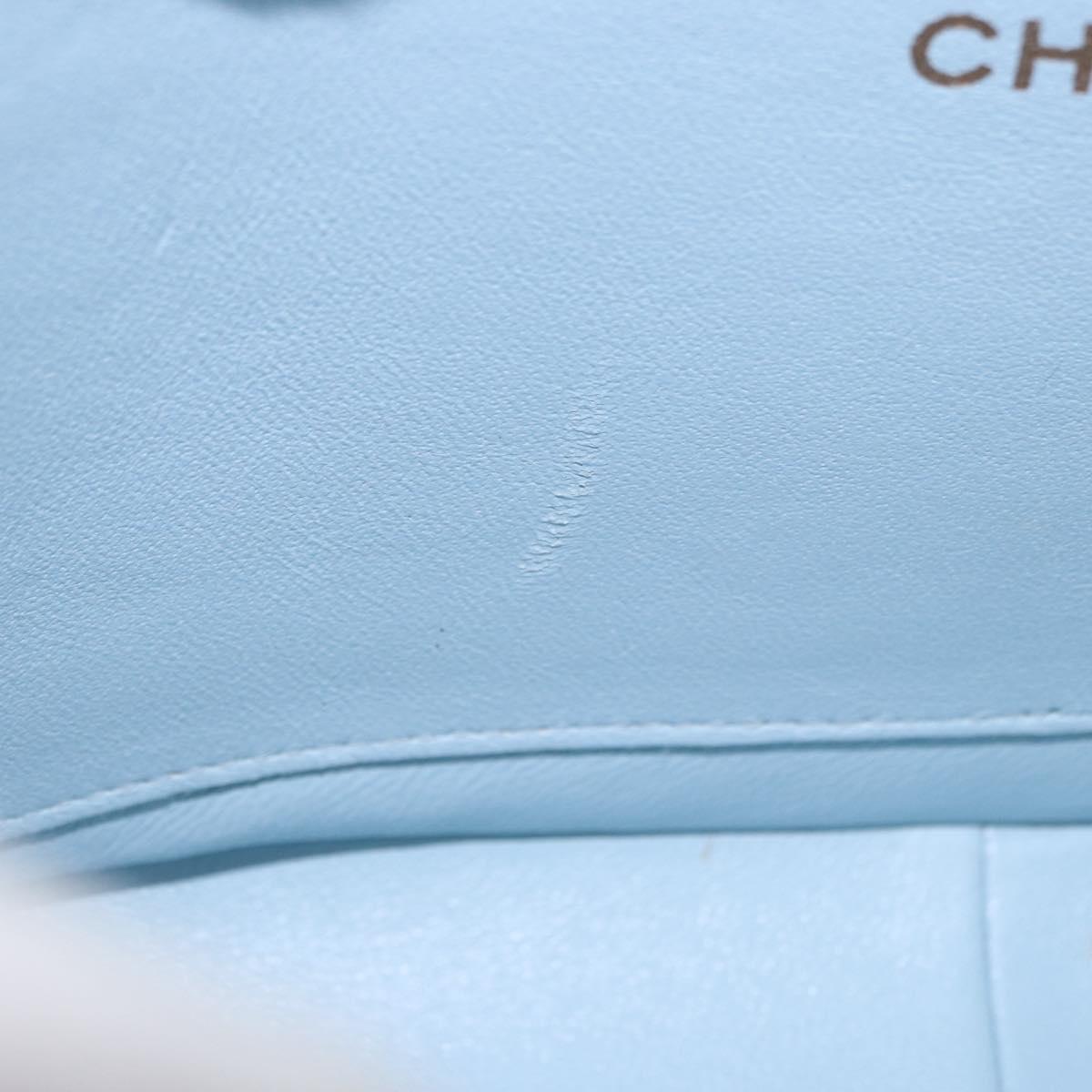 CHANEL Matelasse Chain Shoulder Bag Lamb Skin Light Blue Gold CC Auth 195324V