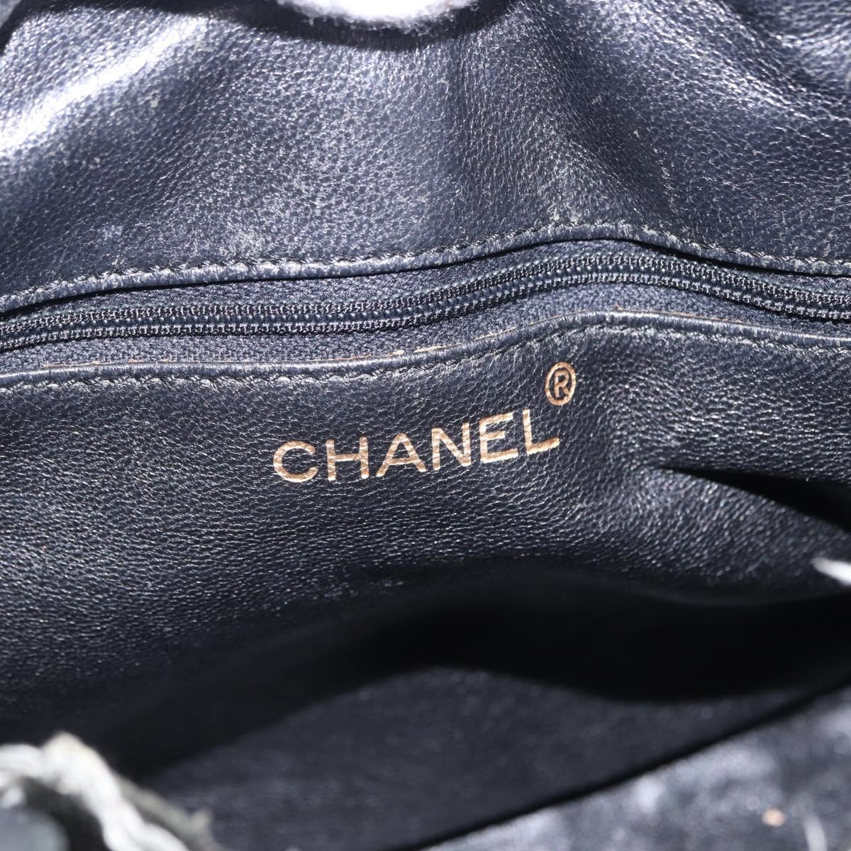 CHANEL Shoulder Bag Leather Black CC Auth 195326