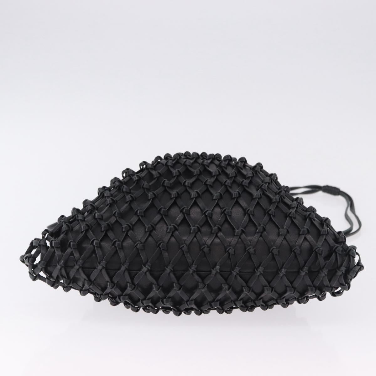 CHANEL Shoulder Bag Leather Black CC Auth 195326