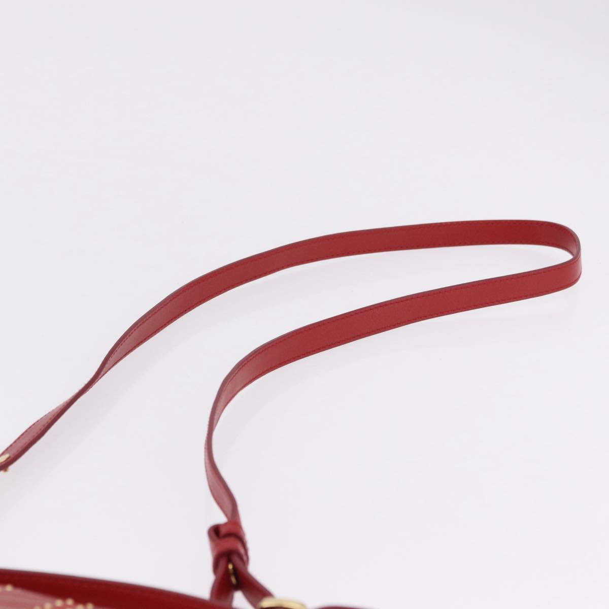 Salvatore Ferragamo Gancini Hand Bag Leather 2way Red Gold Tone Auth 195327A