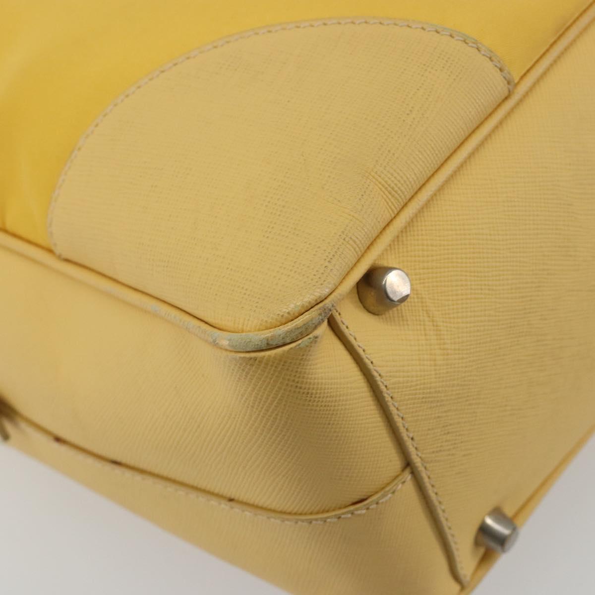 PRADA Tote Bag Canvas Yellow Silver Auth 195332A