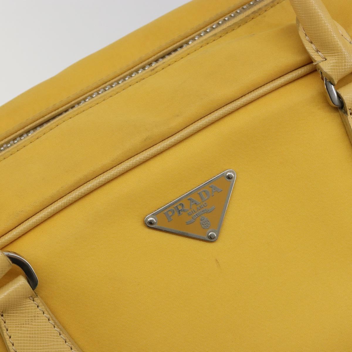 PRADA Tote Bag Canvas Yellow Silver Auth 195332A