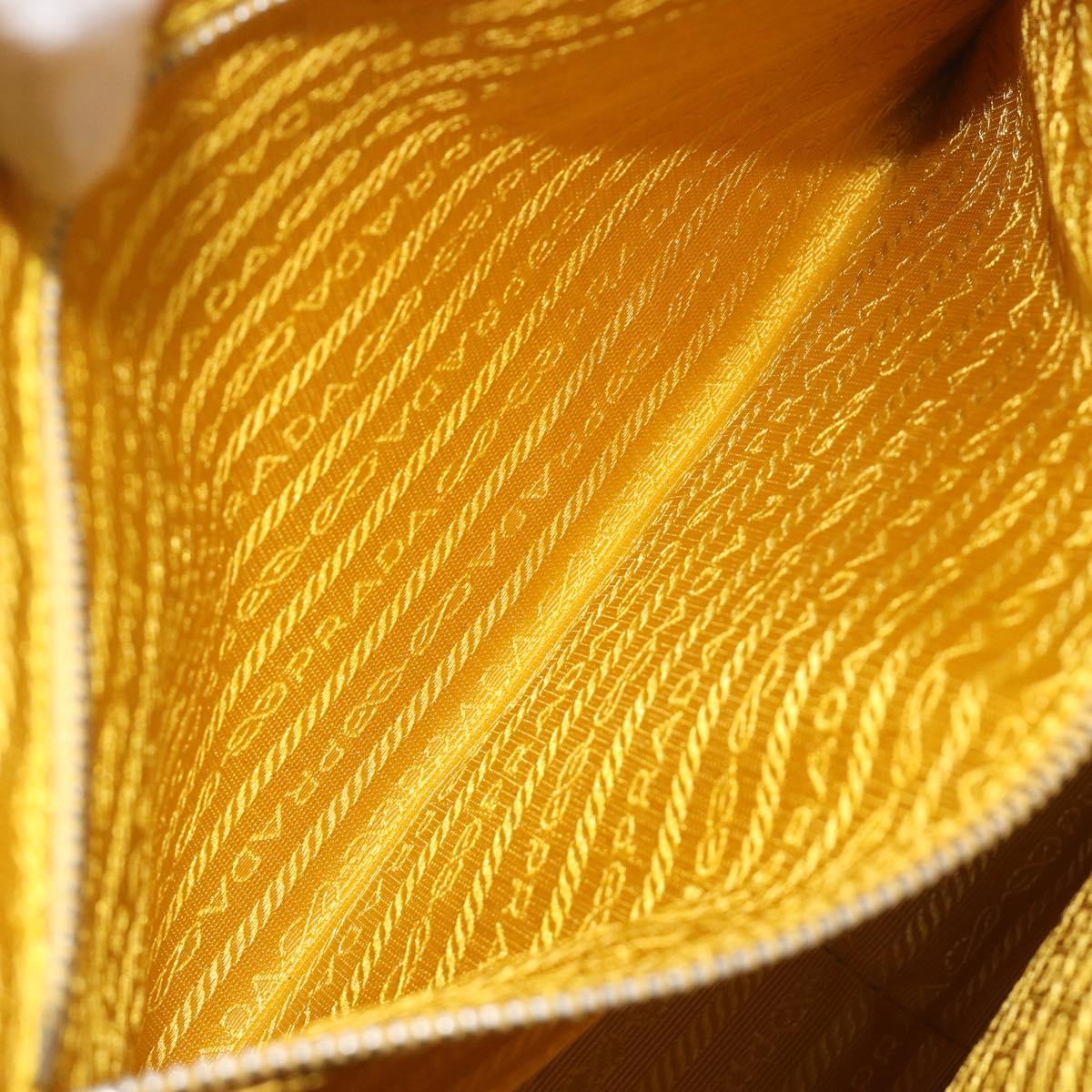 PRADA Tote Bag Canvas Yellow Silver Auth 195332A