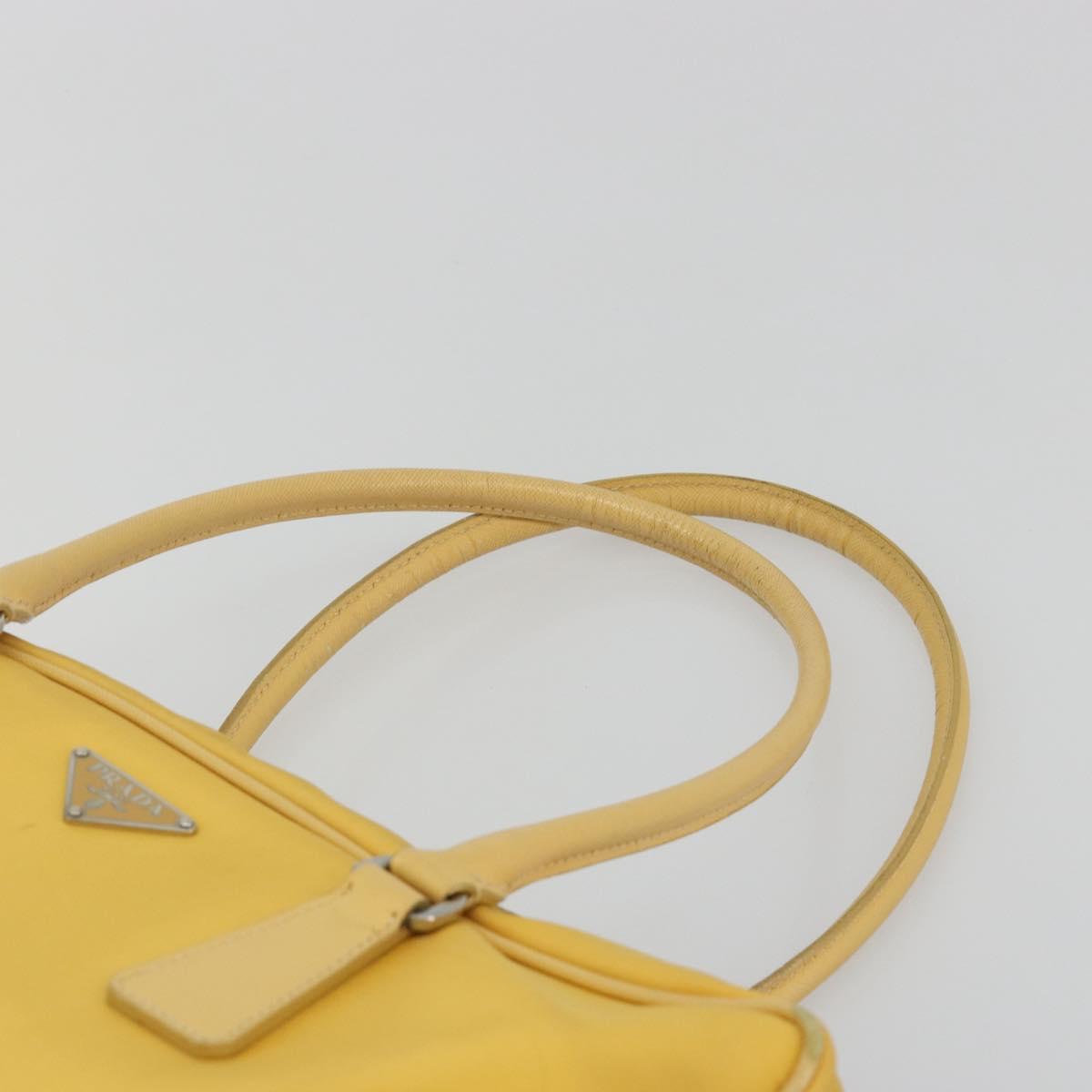 PRADA Tote Bag Canvas Yellow Silver Auth 195332A