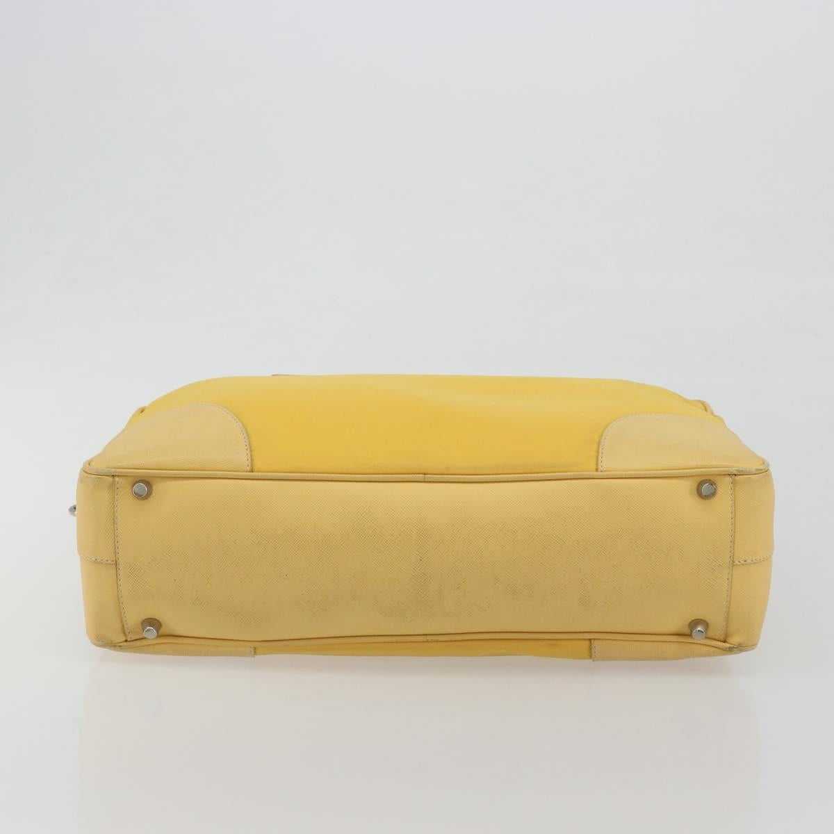 PRADA Tote Bag Canvas Yellow Silver Auth 195332A