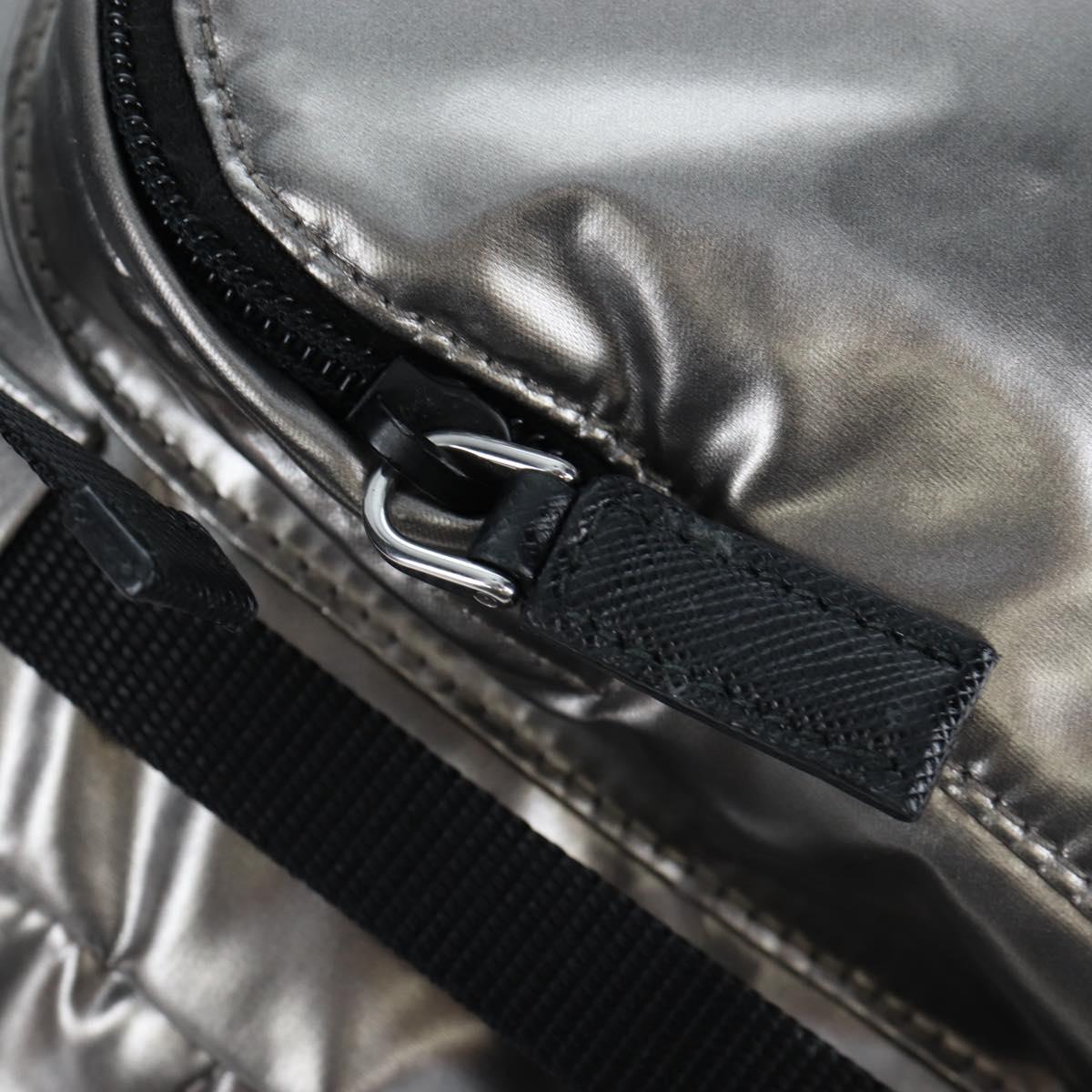 PRADA Backpack Canvas Silver Auth 195333M