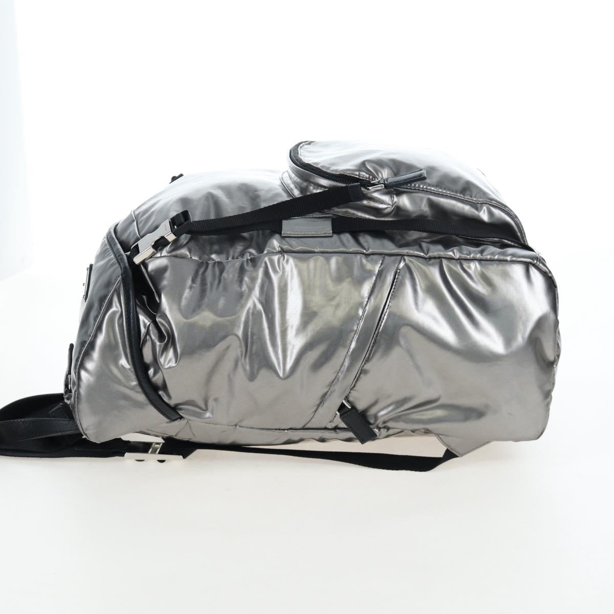 PRADA Backpack Canvas Silver Auth 195333M