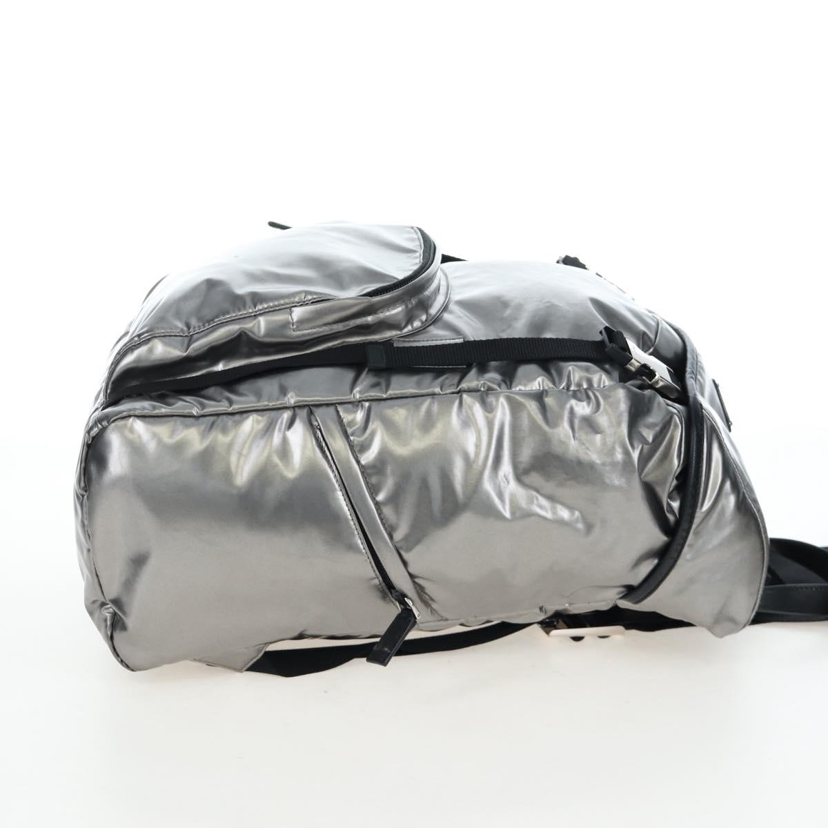 PRADA Backpack Canvas Silver Auth 195333M