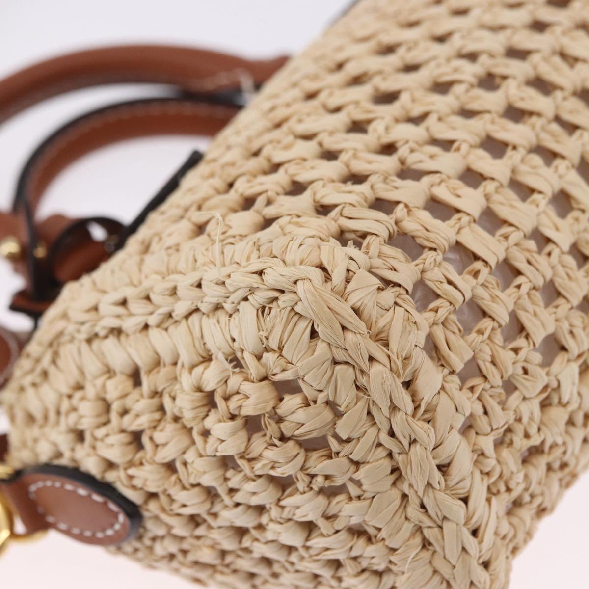 LOUIS VUITTON Nano Speedy Hand Bag Raffia 2way Beige Gold M83525 LV Auth 195336SAM
