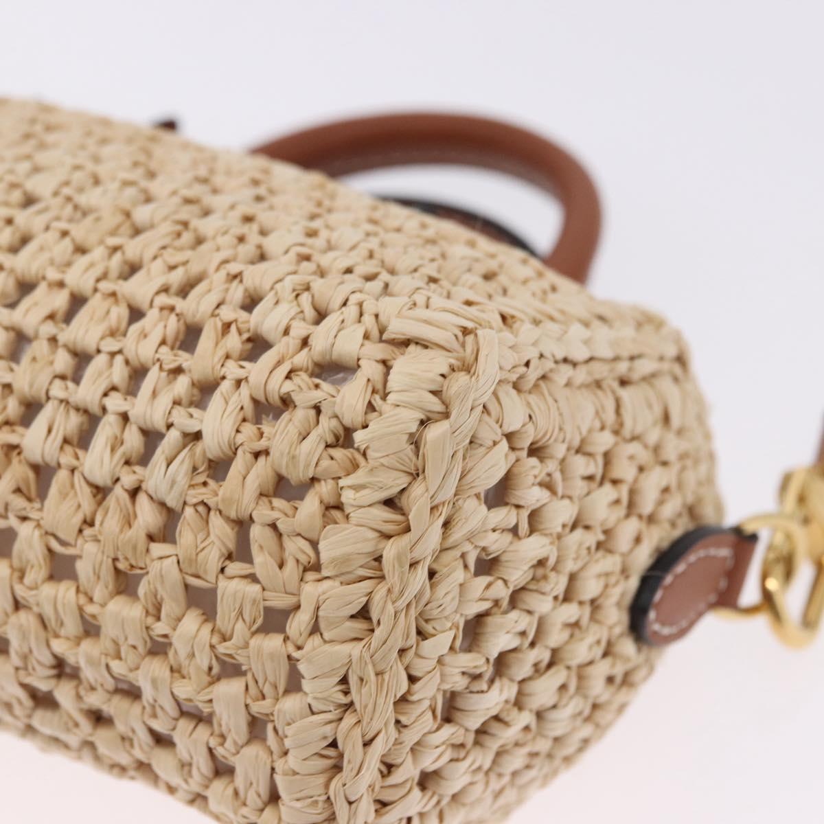 LOUIS VUITTON Nano Speedy Hand Bag Raffia 2way Beige Gold M83525 LV Auth 195336SAM