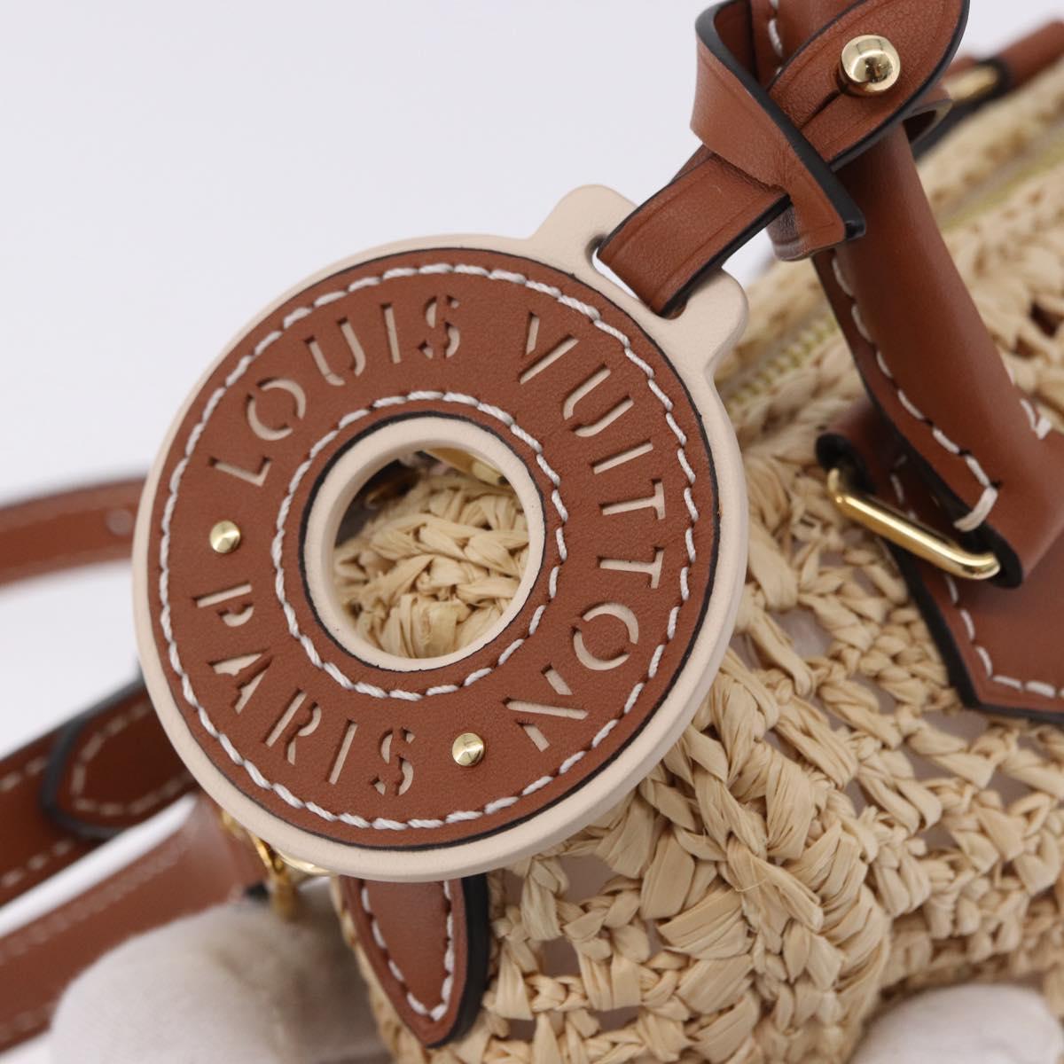 LOUIS VUITTON Nano Speedy Hand Bag Raffia 2way Beige Gold M83525 LV Auth 195336SAM