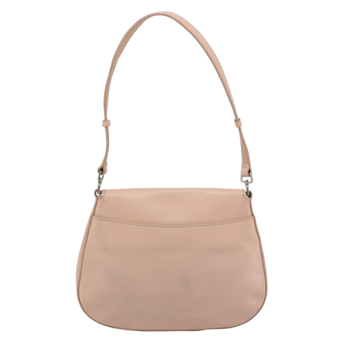 PRADA Creo Shoulder Bag Leather Pink Silver Auth 195340A