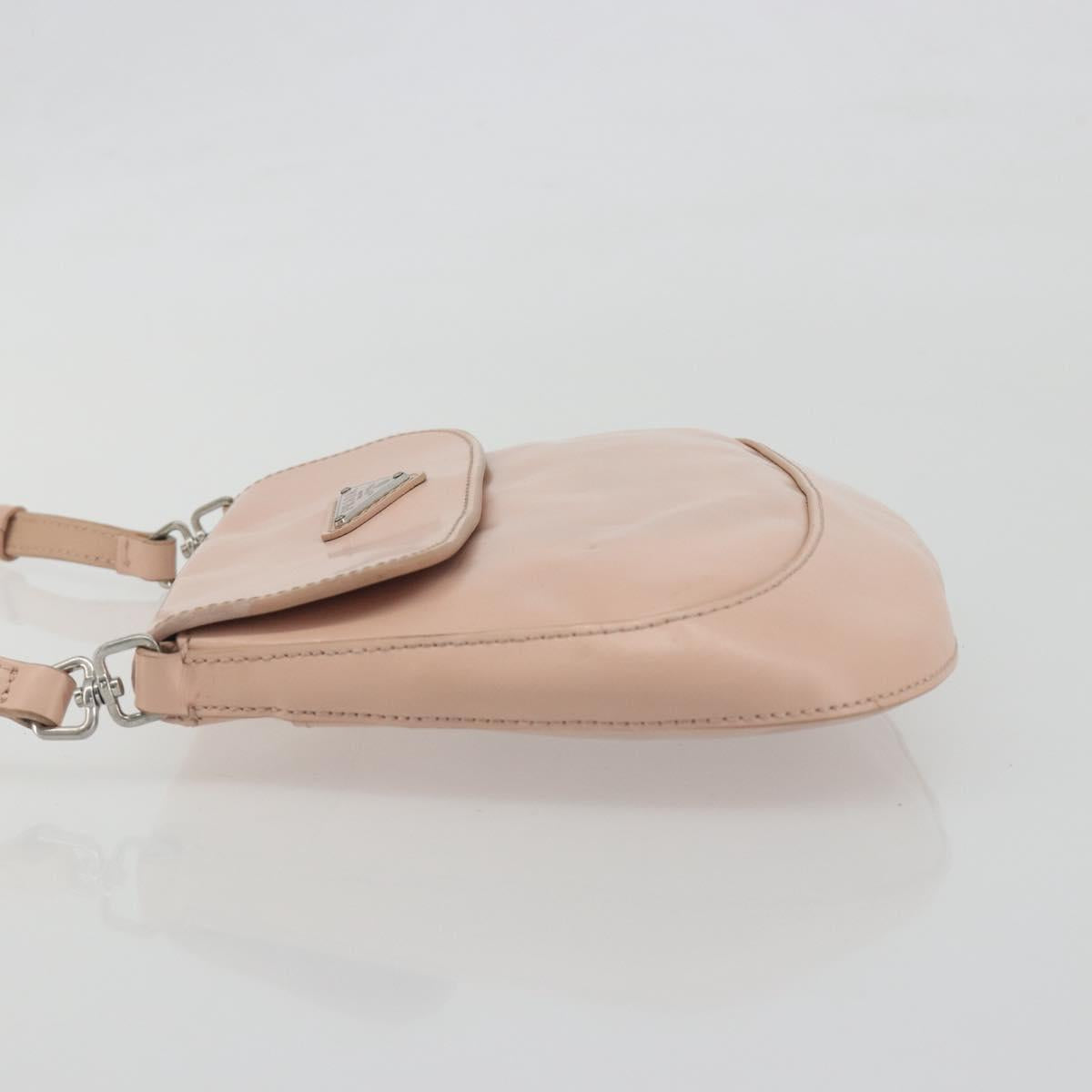 PRADA Creo Shoulder Bag Leather Pink Silver Auth 195340A