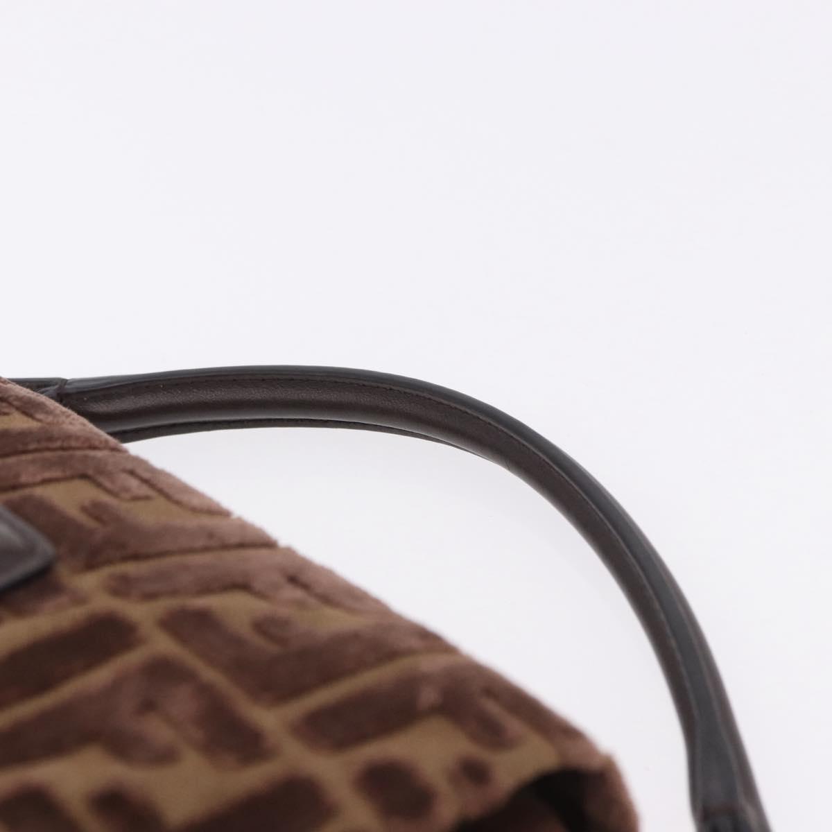 FENDI Zucca Canvas Mamma Baguette Shoulder Bag Brown Gold Auth 195343M