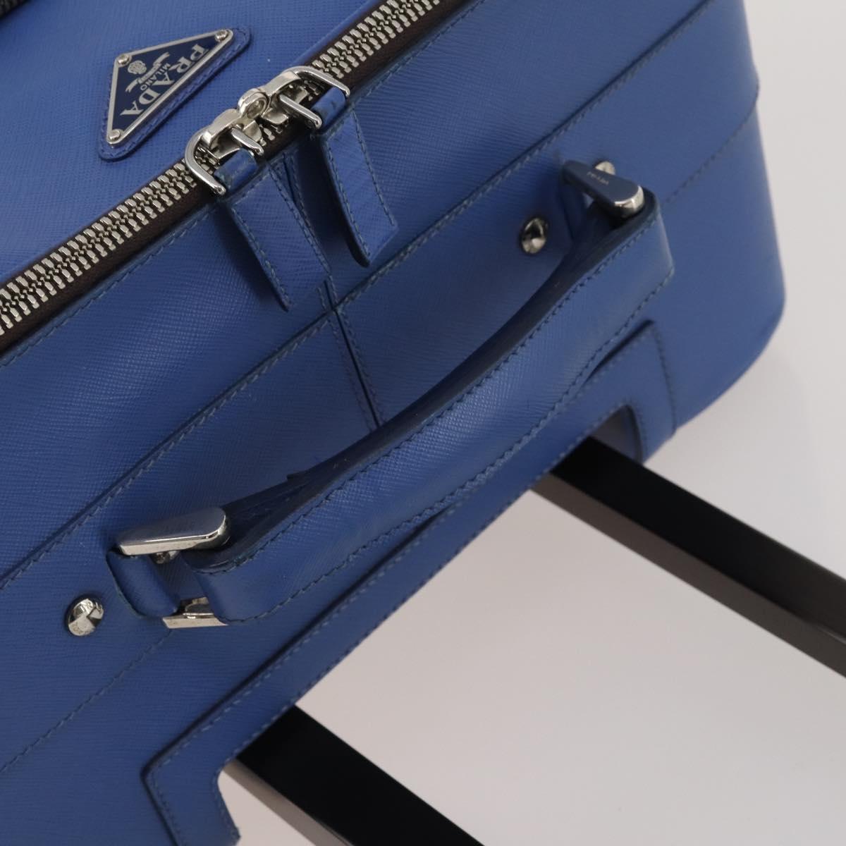 PRADA Suitcase Saffiano Blue Silver Auth 195345A