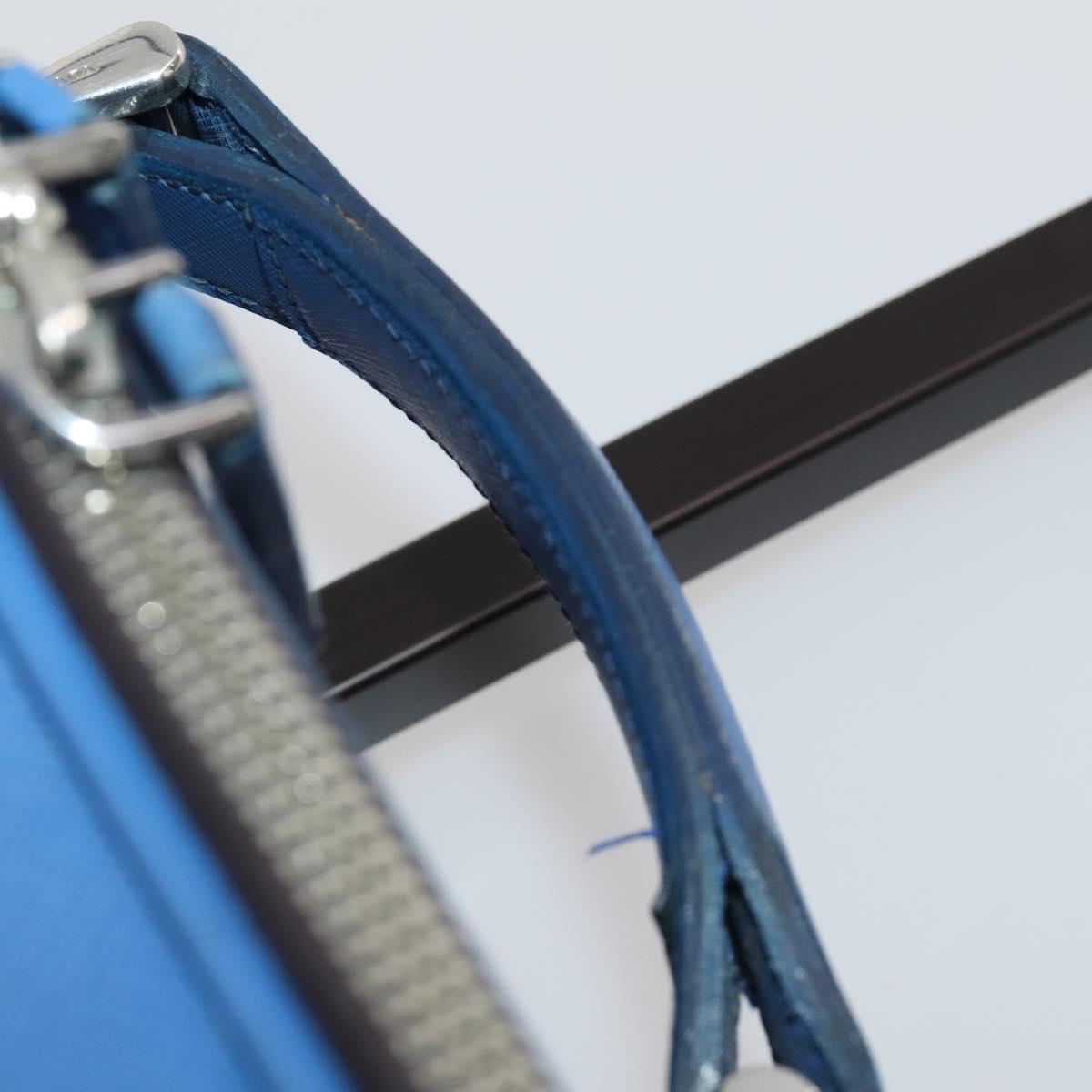 PRADA Suitcase Saffiano Blue Silver Auth 195345A