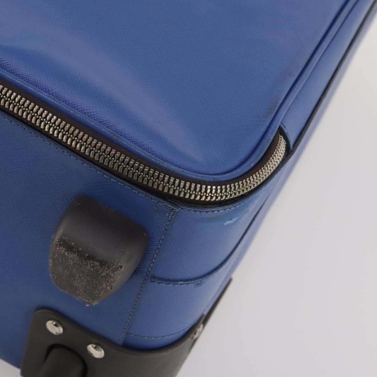 PRADA Suitcase Saffiano Blue Silver Auth 195345A