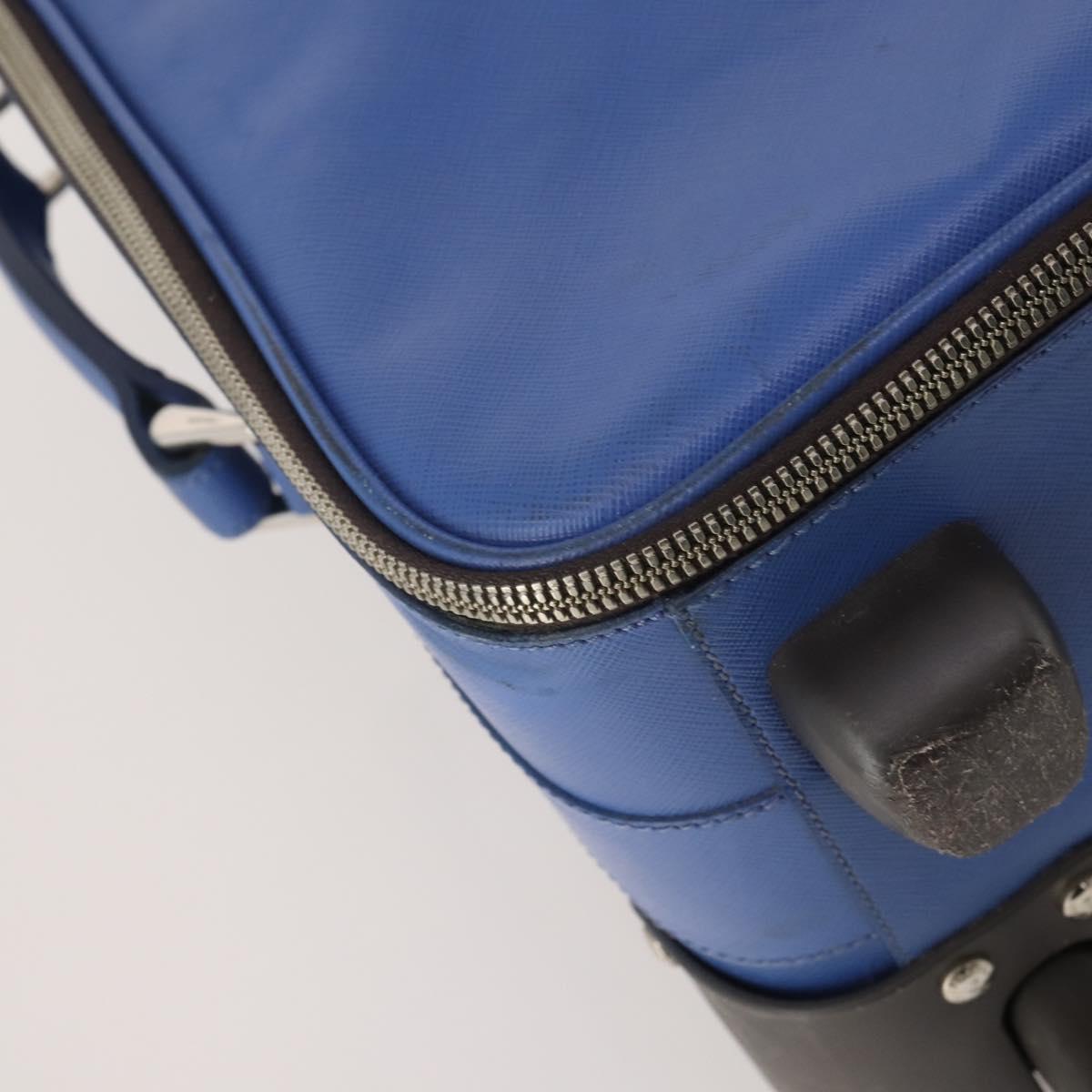 PRADA Suitcase Saffiano Blue Silver Auth 195345A