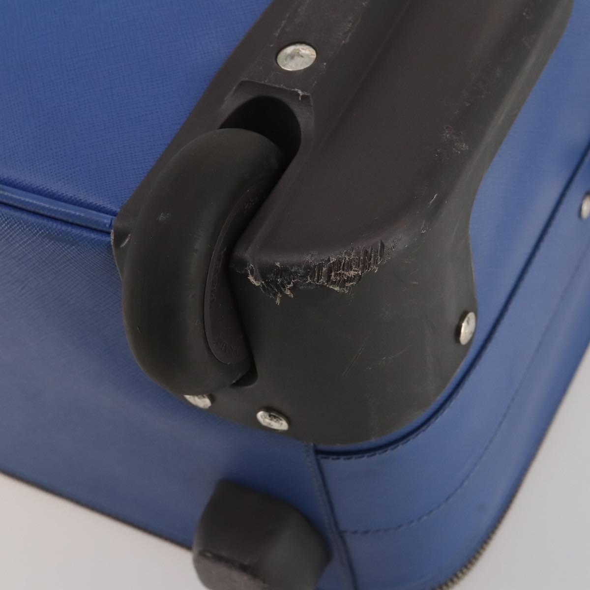 PRADA Suitcase Saffiano Blue Silver Auth 195345A