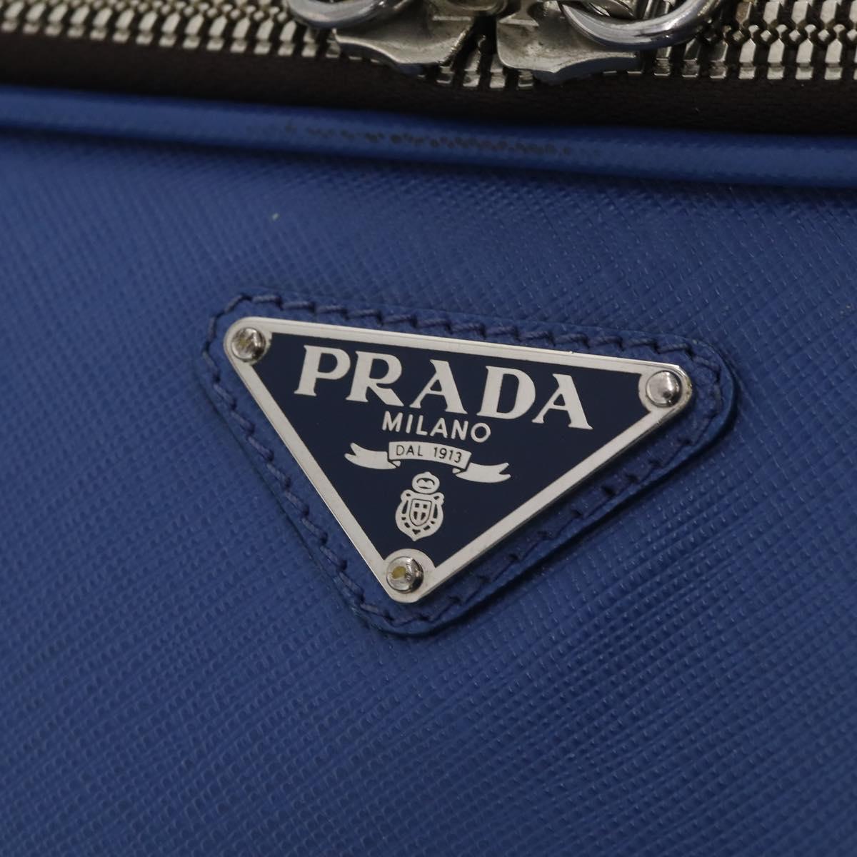 PRADA Suitcase Saffiano Blue Silver Auth 195345A
