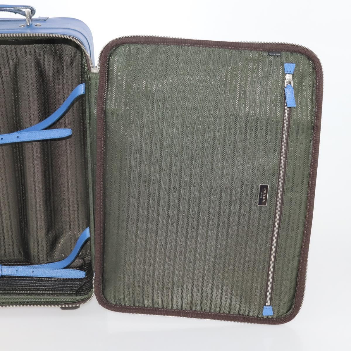 PRADA Suitcase Saffiano Blue Silver Auth 195345A