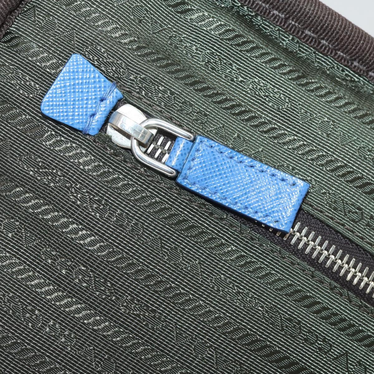 PRADA Suitcase Saffiano Blue Silver Auth 195345A