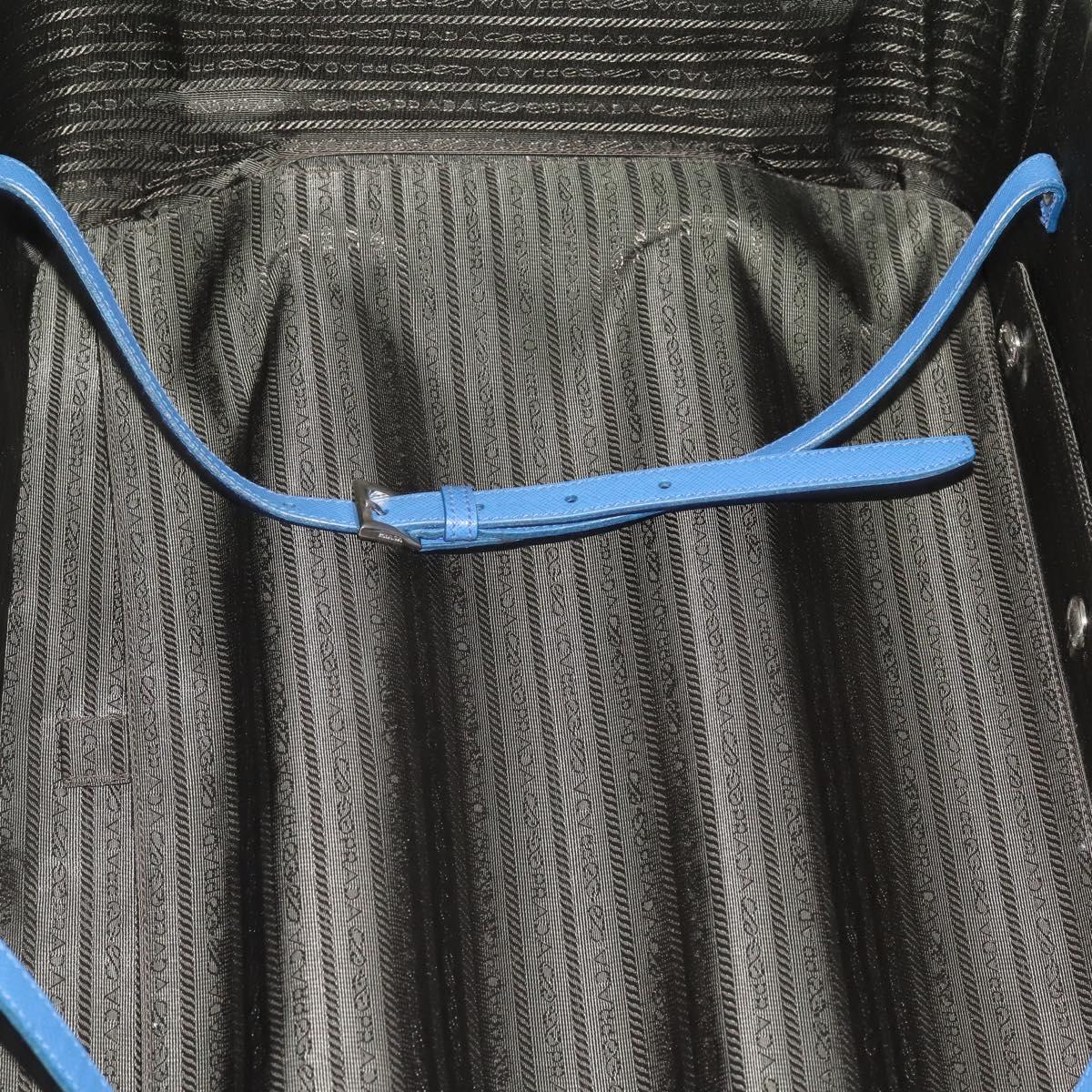 PRADA Suitcase Saffiano Blue Silver Auth 195345A