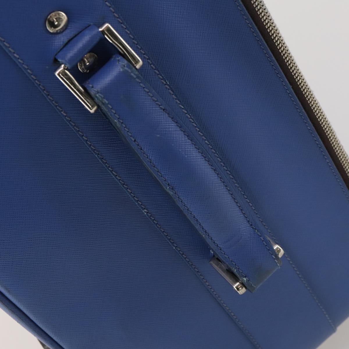 PRADA Suitcase Saffiano Blue Silver Auth 195345A