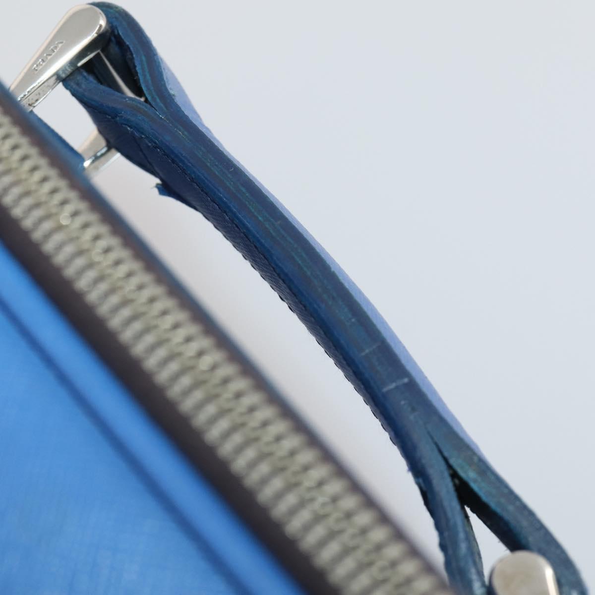 PRADA Suitcase Saffiano Blue Silver Auth 195345A