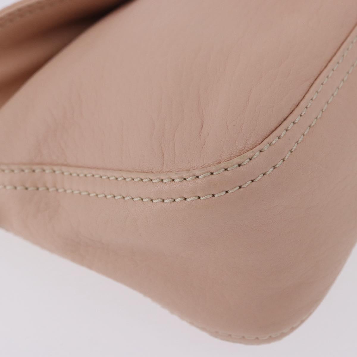 FENDI Mamma Baguette Shoulder Bag Leather Pink Gold Auth 195351M