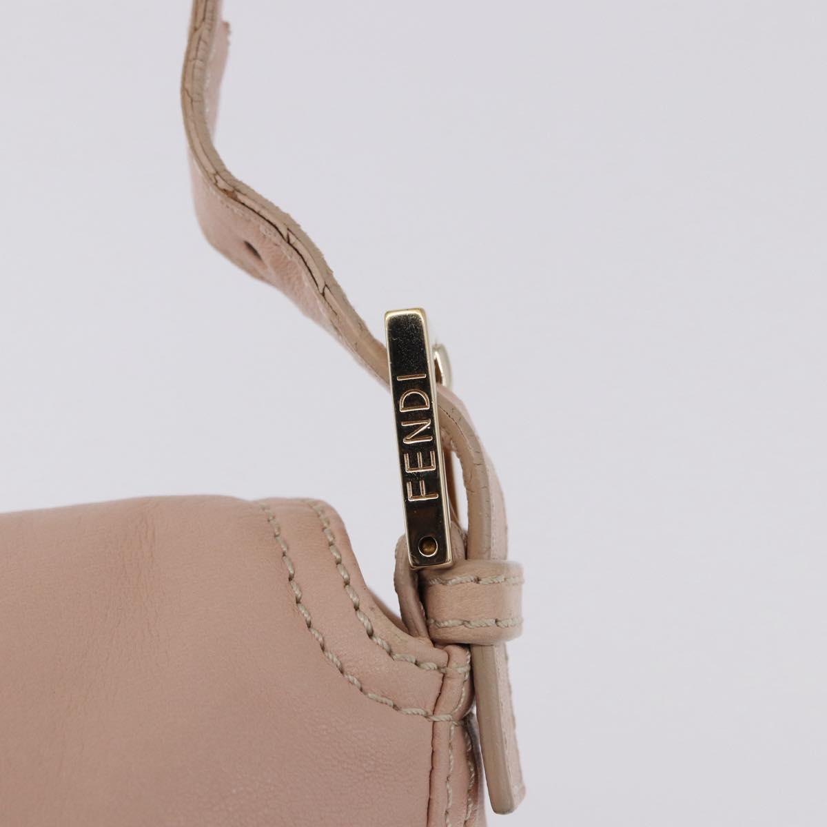 FENDI Mamma Baguette Shoulder Bag Leather Pink Gold Auth 195351M