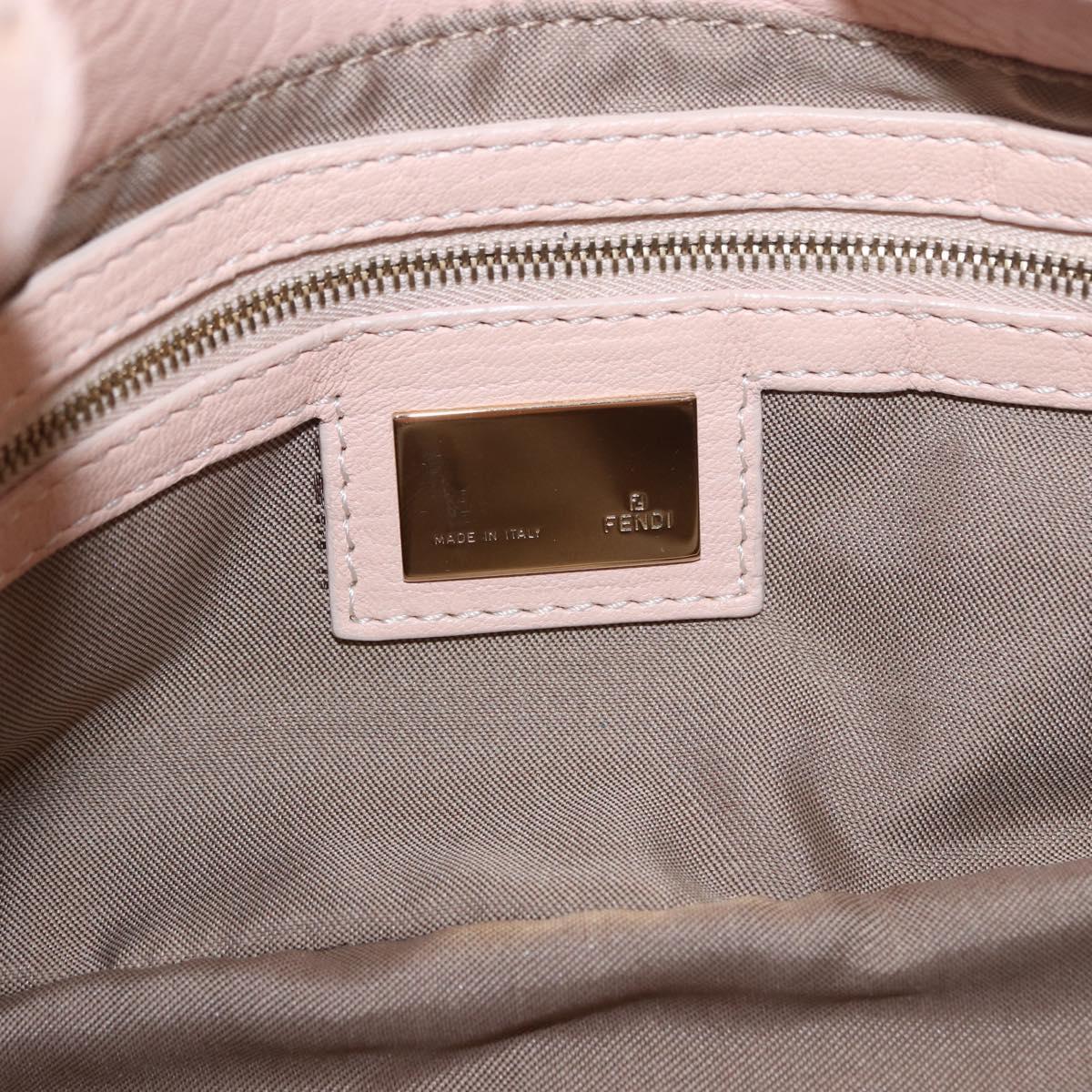 FENDI Mamma Baguette Shoulder Bag Leather Pink Gold Auth 195351M