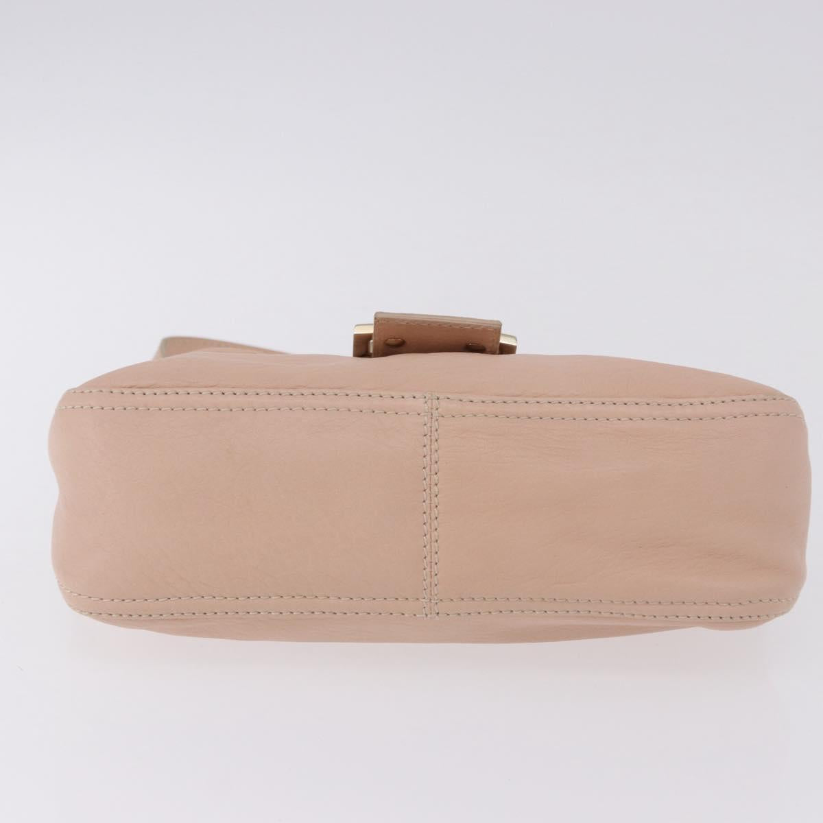 FENDI Mamma Baguette Shoulder Bag Leather Pink Gold Auth 195351M