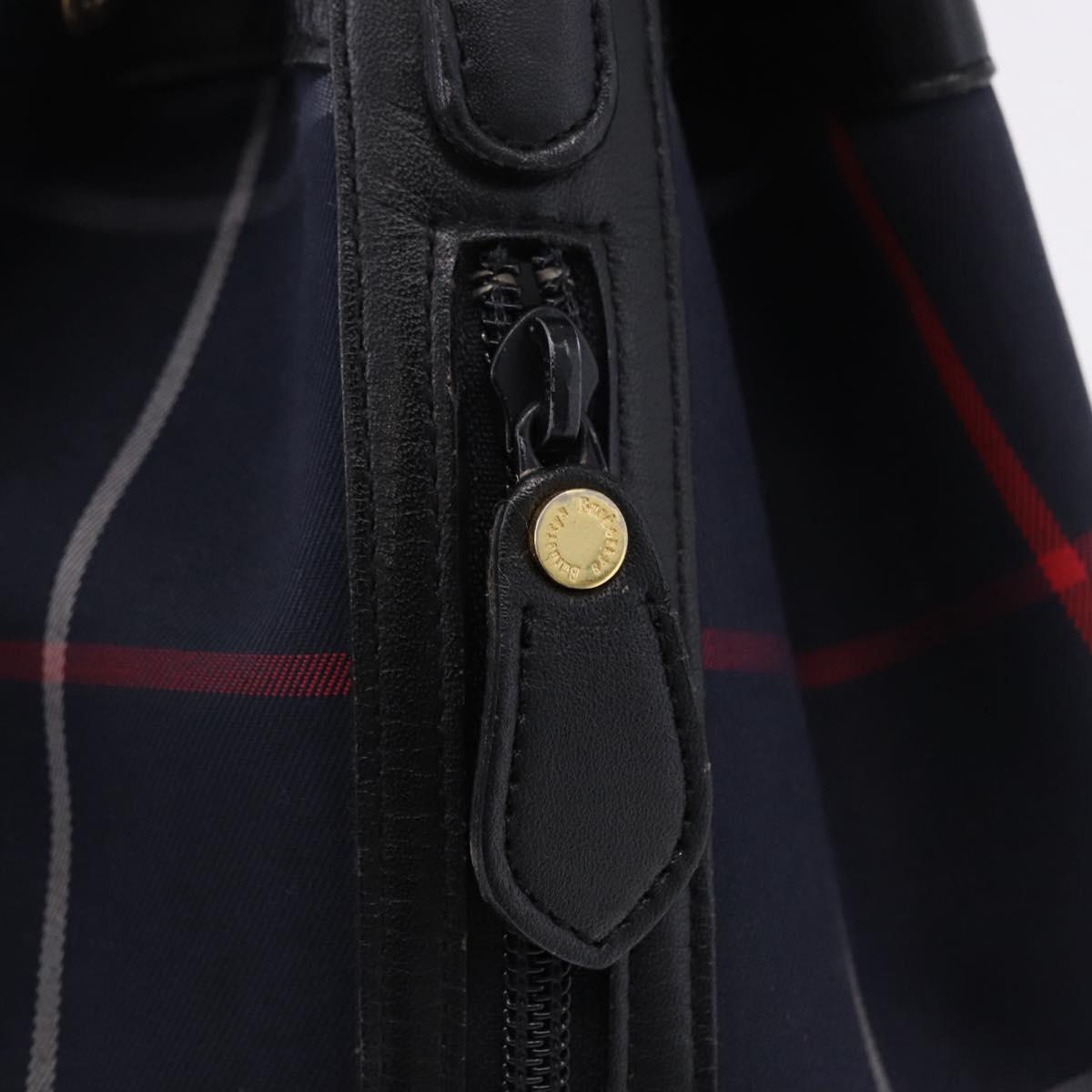 Burberrys Nova Check Shoulder Bag Canvas Navy Gold Tone Auth 195352
